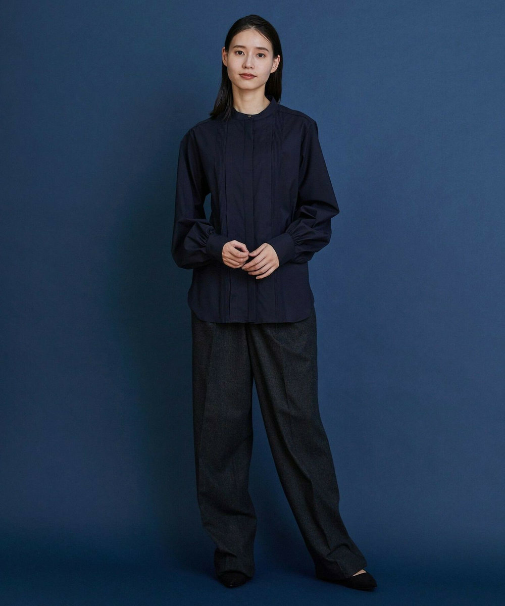 L'EQUIPE COUTURIER ウールカシミヤストレートパンツ チャコールグレー