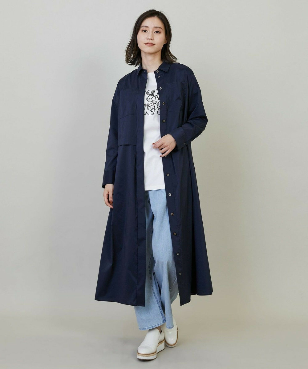 L'EQUIPE Lサイズ（大きいサイズ） 【大きいサイズ】ストレッチタフタシャツワンピース ネイビー