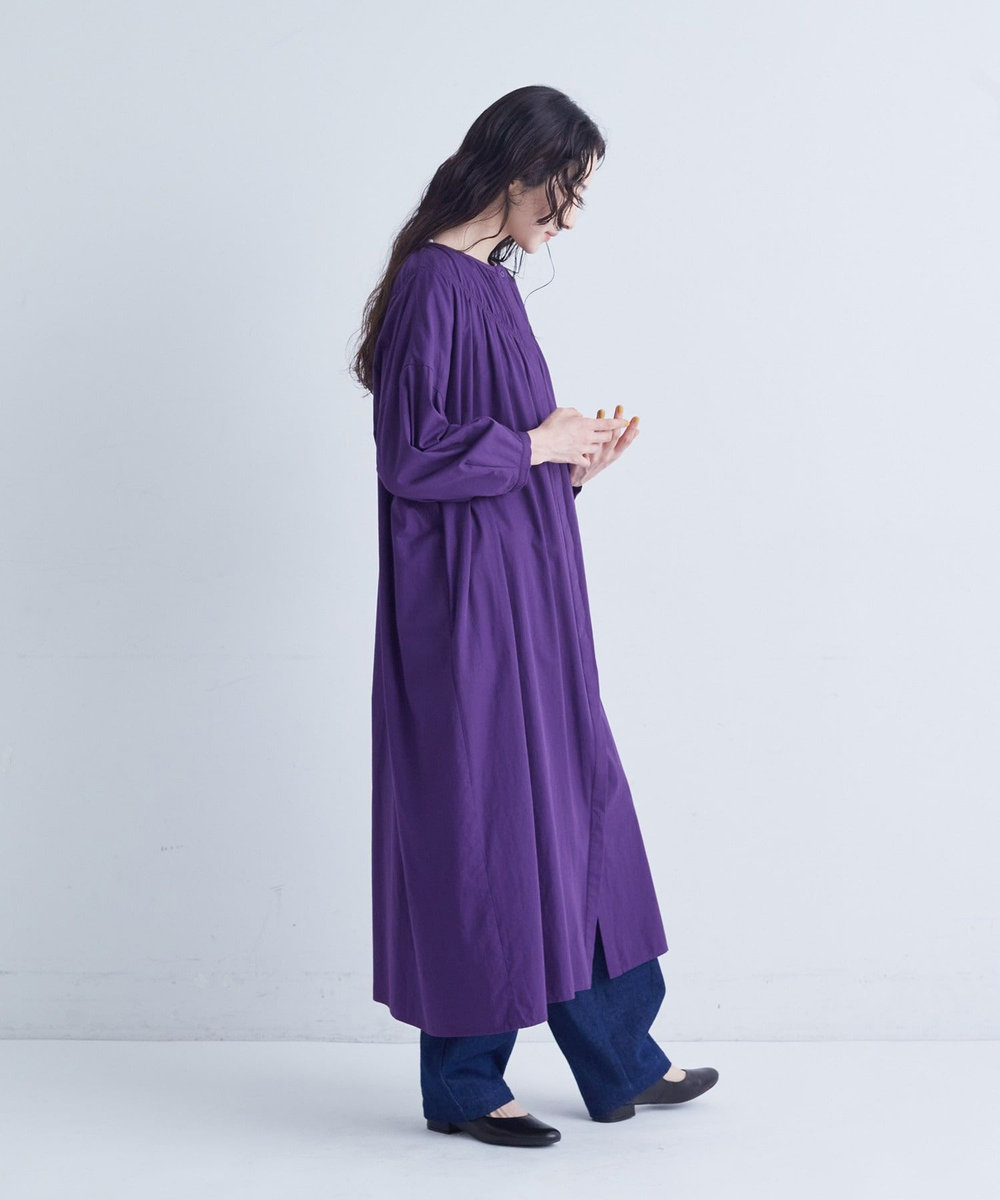 congés payés ADIEU TRISTESSE シャーリングネックワンピース パープル