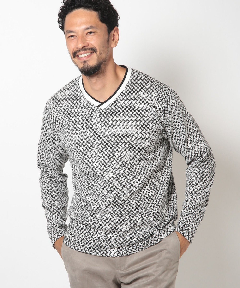 MEN'S BIGI フクレジャカードVネックカットソー ホワイト系その他