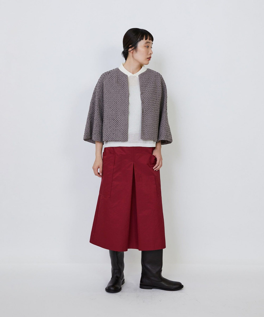 LOISIR 【MTサイズ有り】エステルコットンタフタミモレスカート レッド