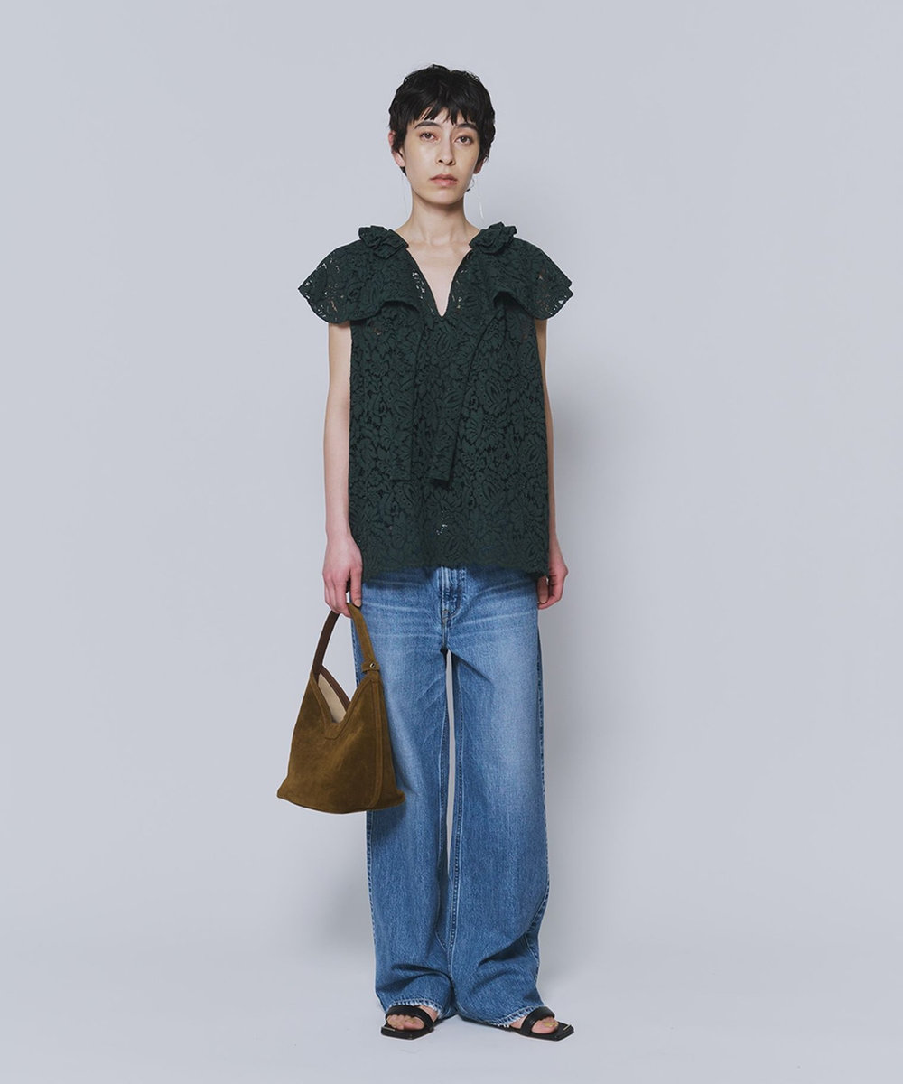 1er Arrondissement フラワーレースケープブラウス グリーン