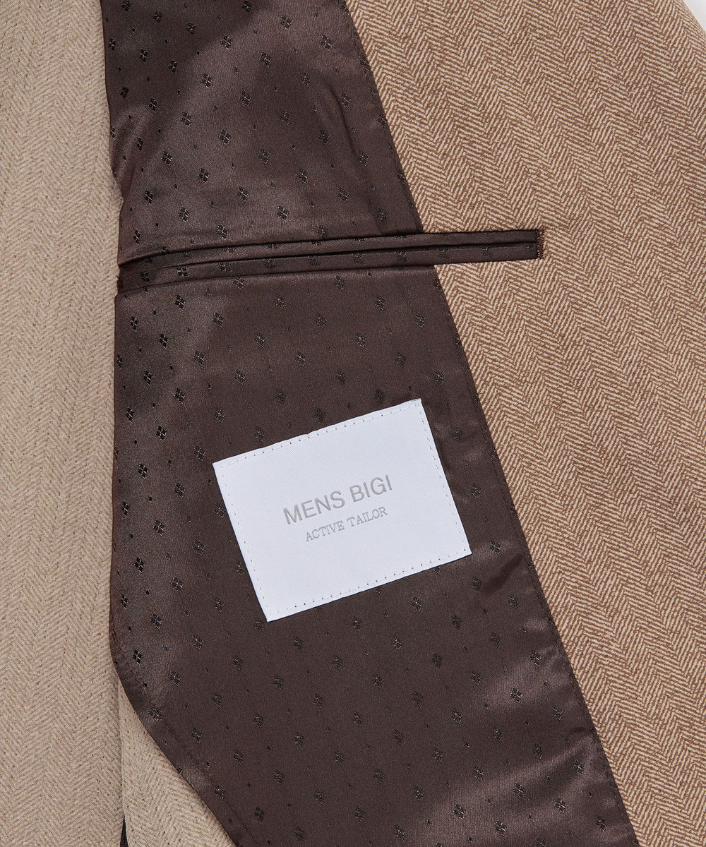 MEN'S BIGI 【ACTIVE TAILOR】Dot Air ヘリンボーン×千鳥格子/デニム柄 セットアップジャケット＜通気性/吸水速乾/ストレッチ＞ ブラウン