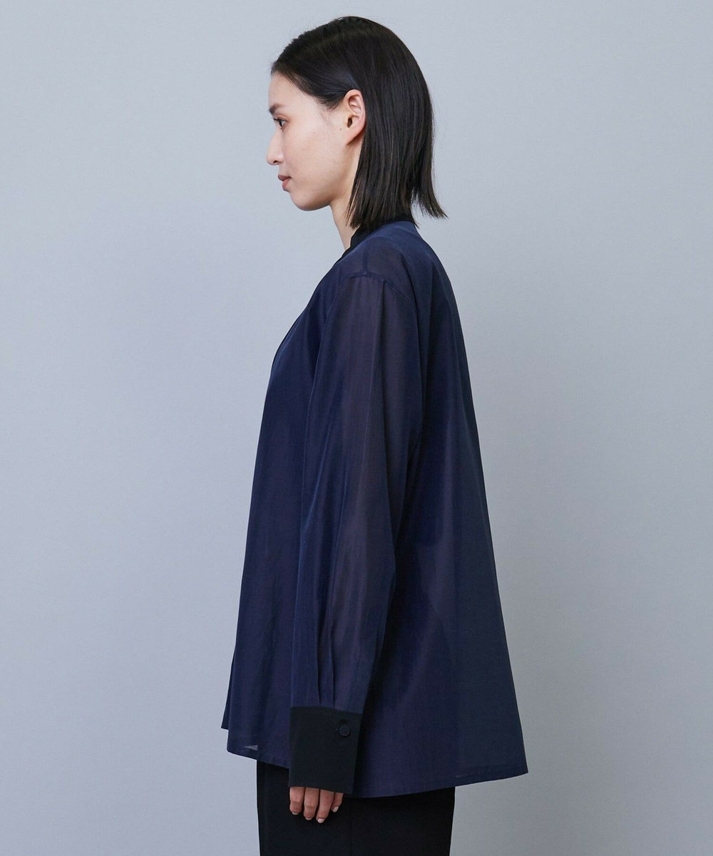L'EQUIPE COUTURIER コットンシルクシャツ ネイビー