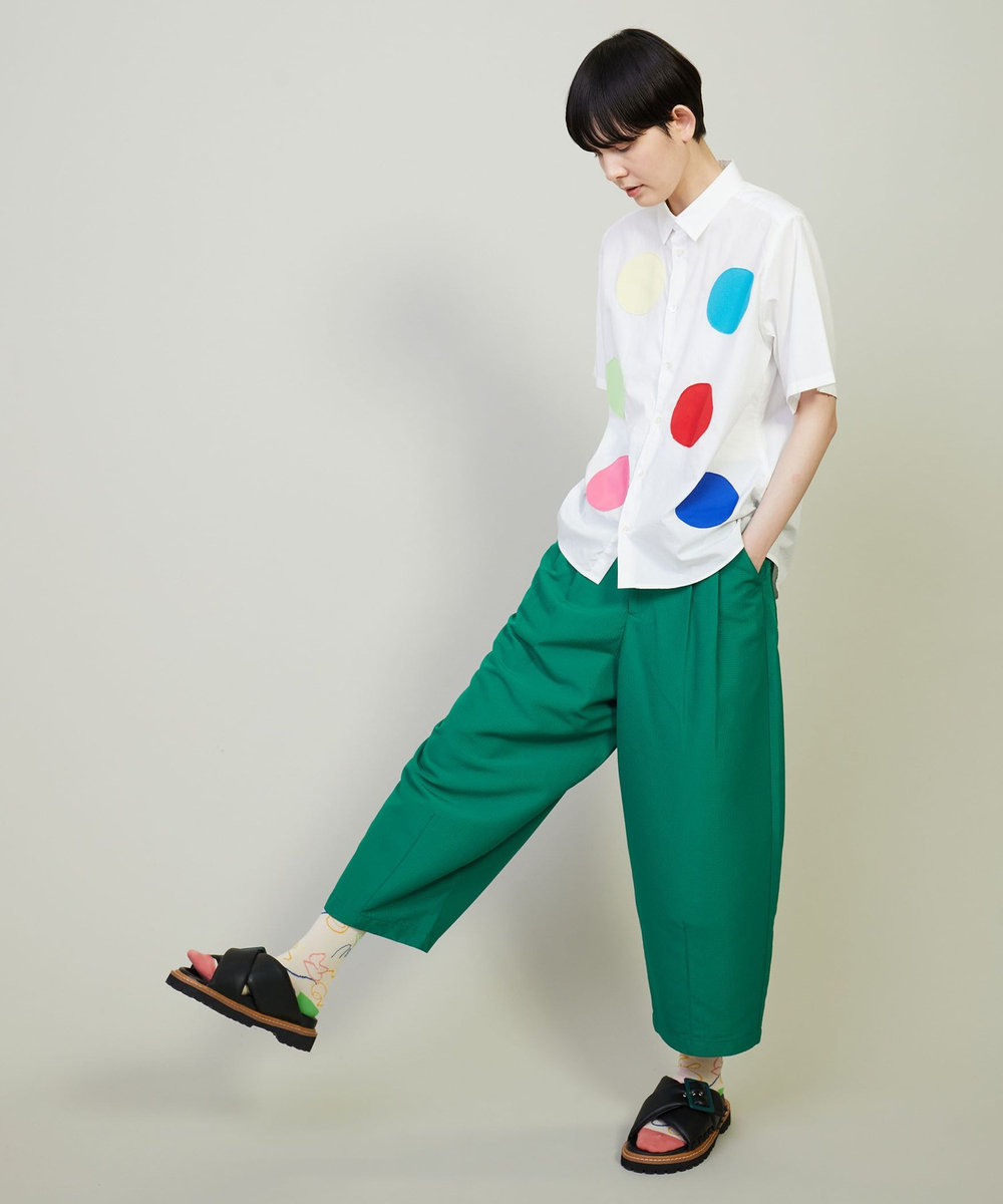 FRAPBOIS ワッフルーザー テーパードパンツ グリーン