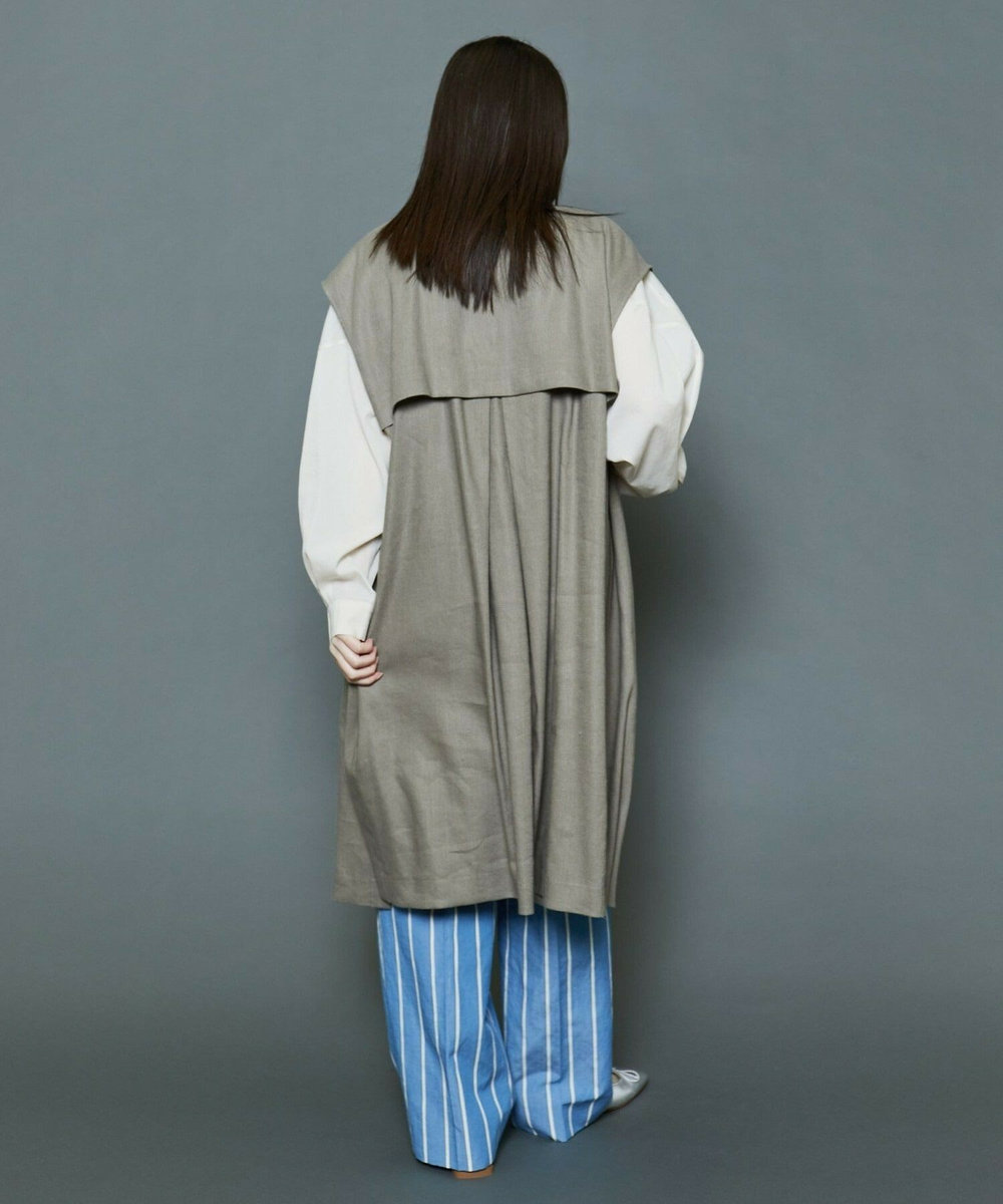 MOGA Collection [MOGA Collection]ハイパーストレッチリネンロングジレ カーキ