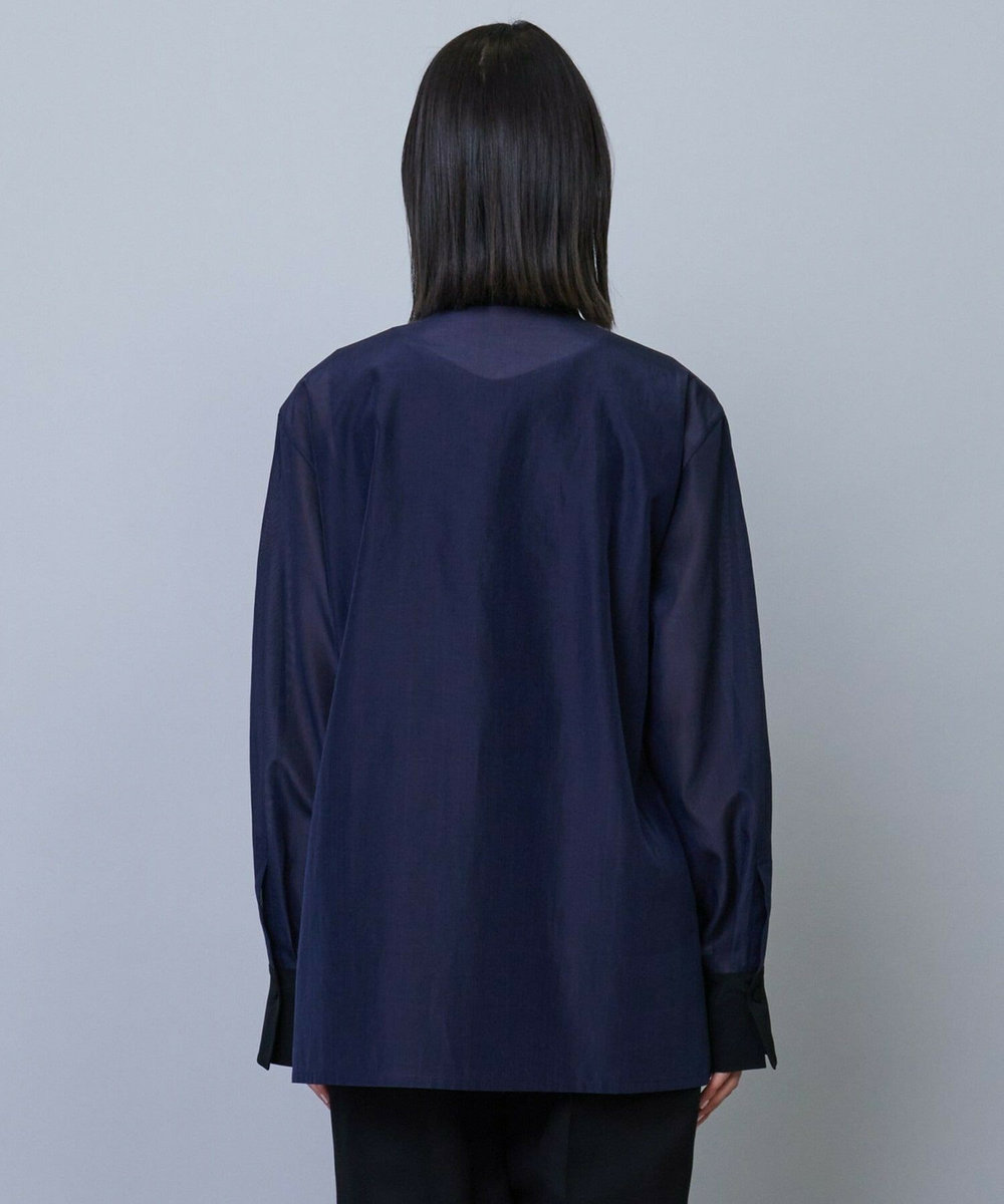 L'EQUIPE COUTURIER コットンシルクシャツ ネイビー