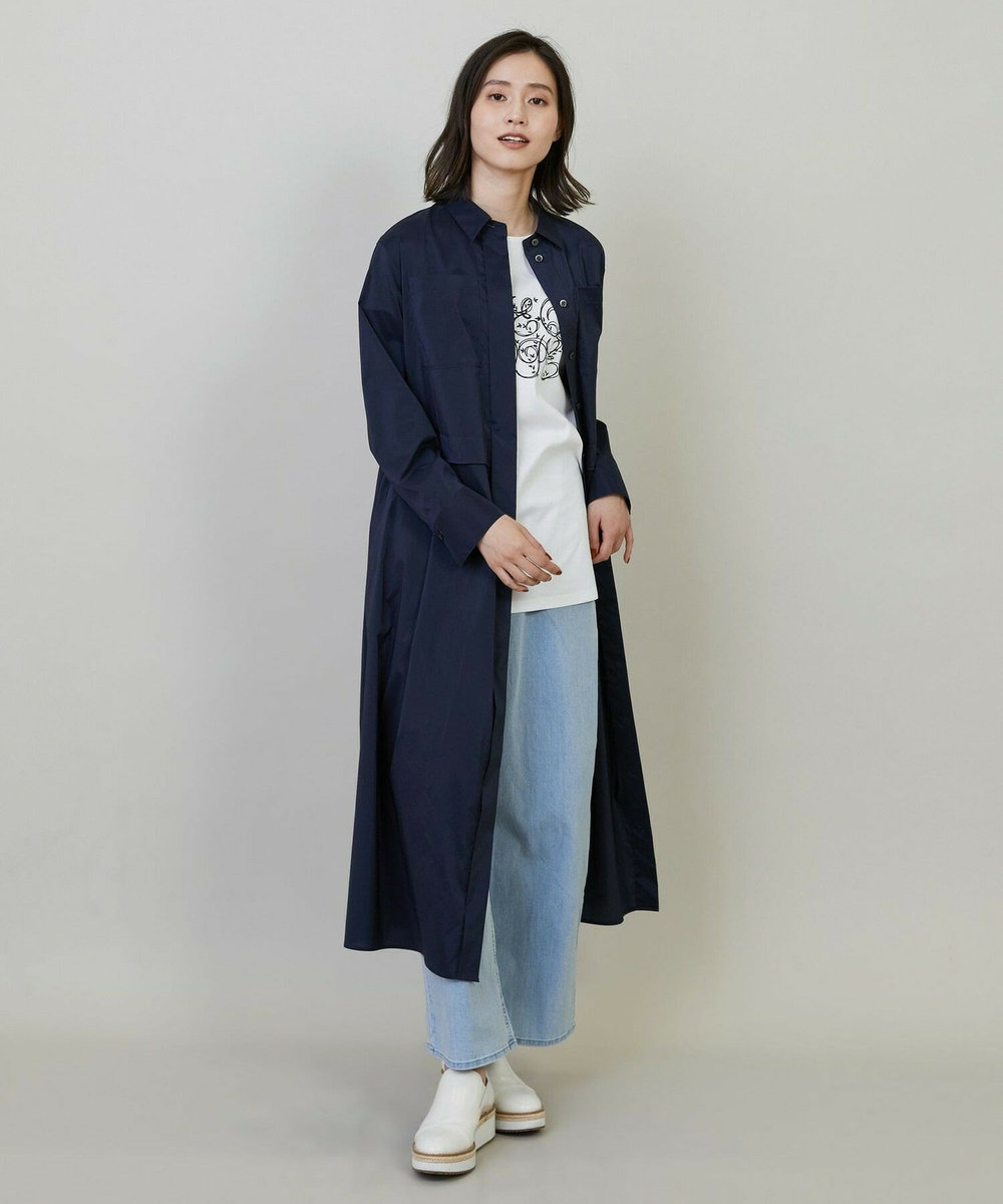 L'EQUIPE Lサイズ（大きいサイズ） 【大きいサイズ】ストレッチタフタシャツワンピース ネイビー