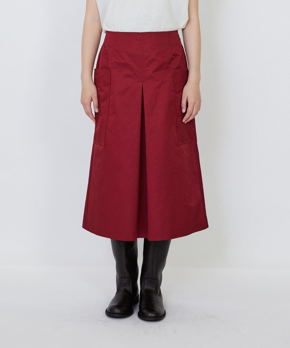 LOISIR 【MTサイズ有り】エステルコットンタフタミモレスカート レッド