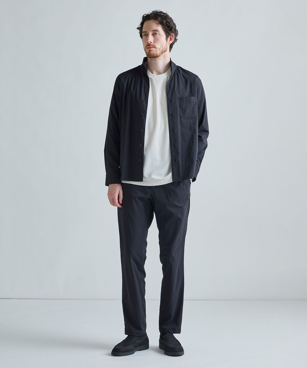 MEN'S BIGI リンクスジャカード 変形クルーネックロングTシャツ［抗菌防臭］ ホワイト