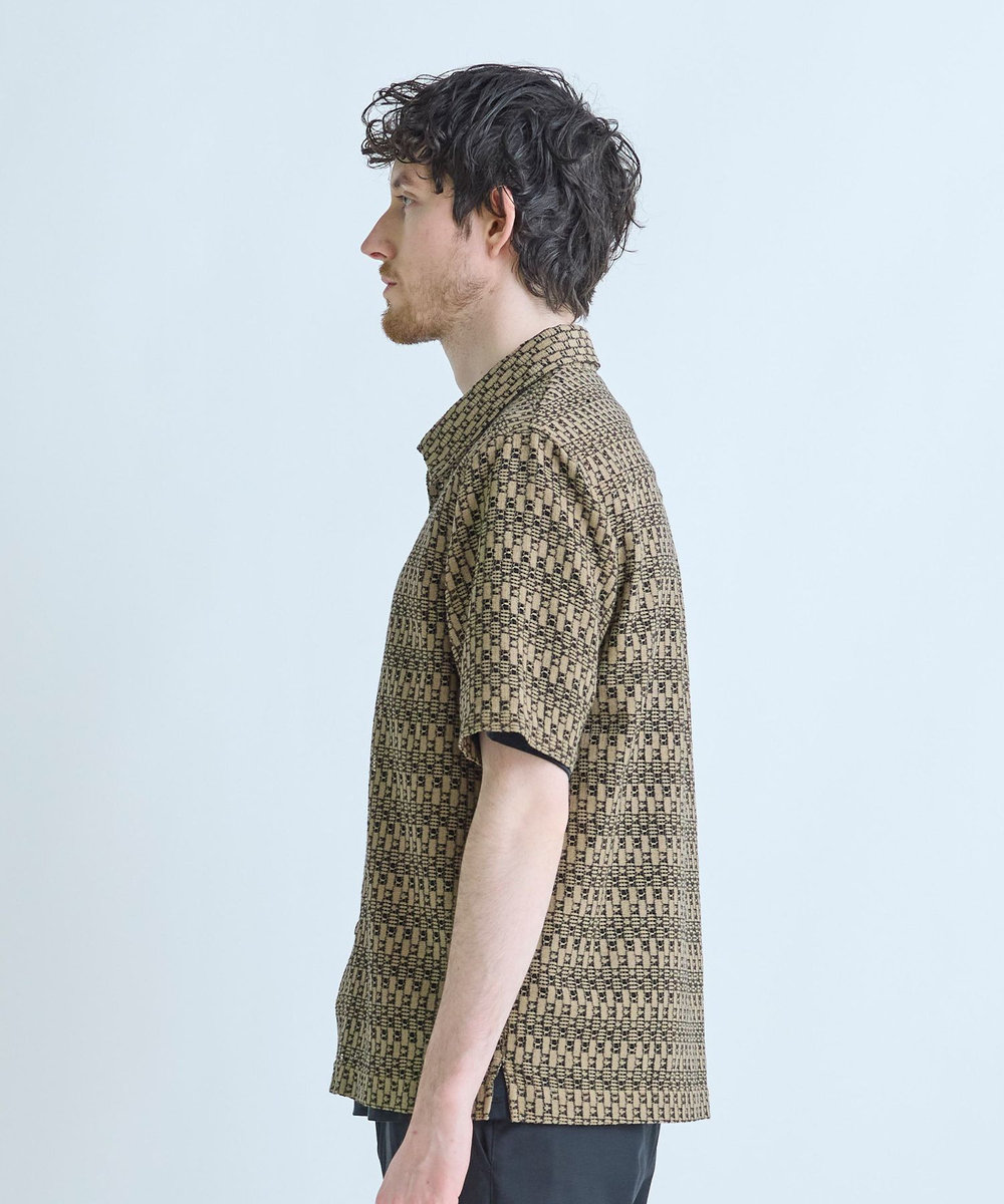 MEN'S BIGI シアージオメトリック半袖シャツ ブラウン系その他