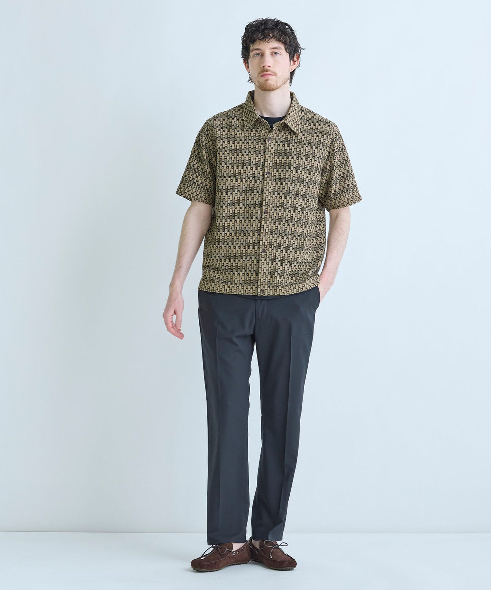 MEN'S BIGI シアージオメトリック半袖シャツ ブラウン系その他