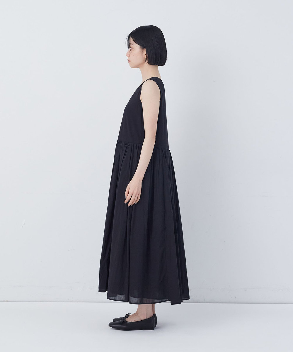 congés payés ADIEU TRISTESSE 2重布帛ノースリーブワンピース ブラック