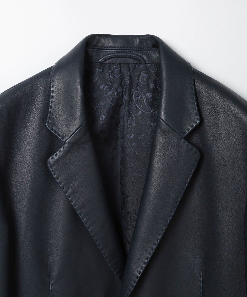 MEN'S BIGI シープレザーテーラードジャケット ネイビー