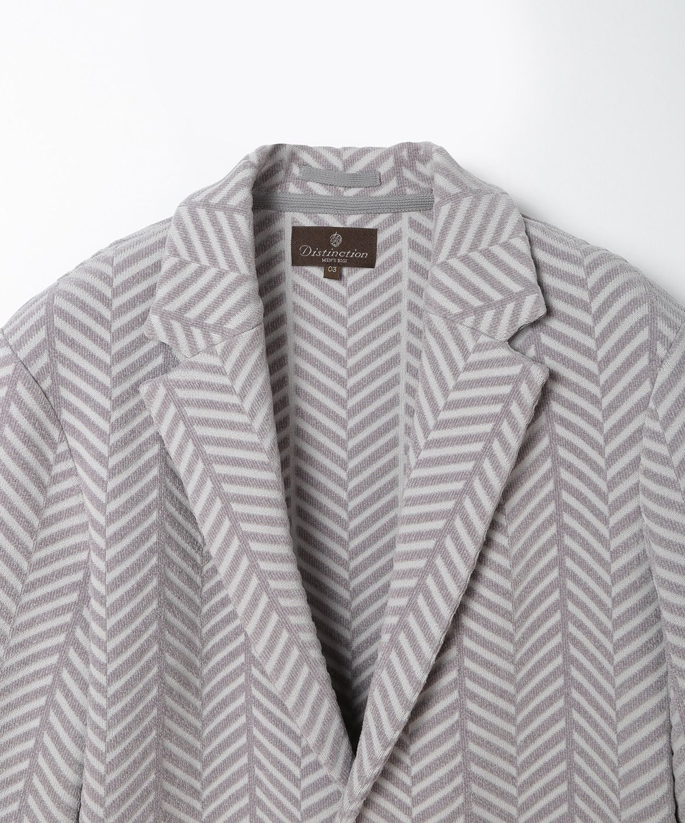MEN'S BIGI ヘリンボーンニットジャケット グレー