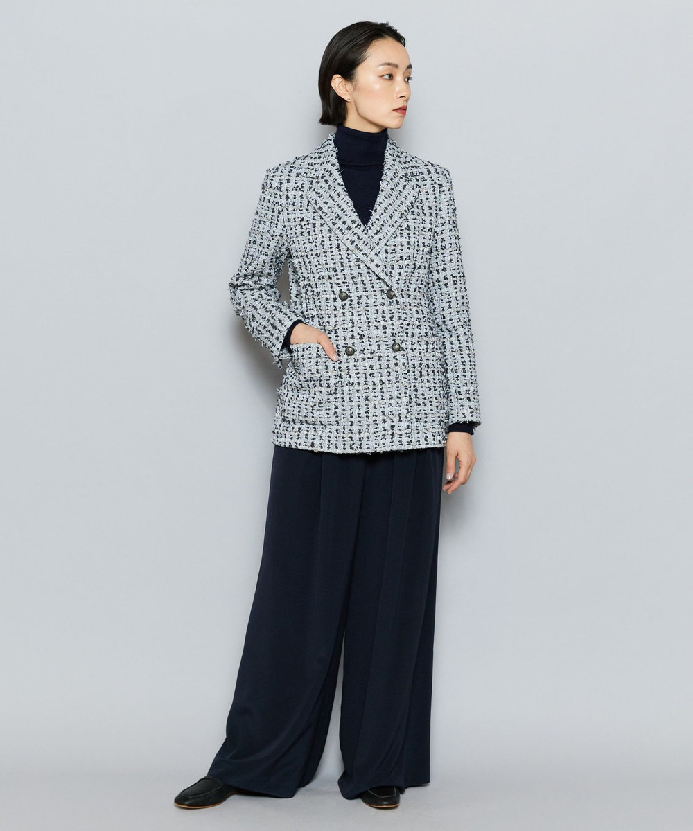 L'EQUIPE COUTURIER LINTONツイードテーラードジャケット サックスブルー