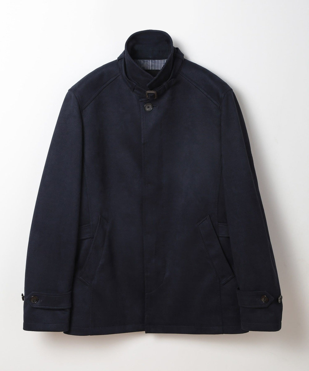 MEN'S BIGI フェイクスエード立ち襟ダンボールニットブルゾン ネイビー
