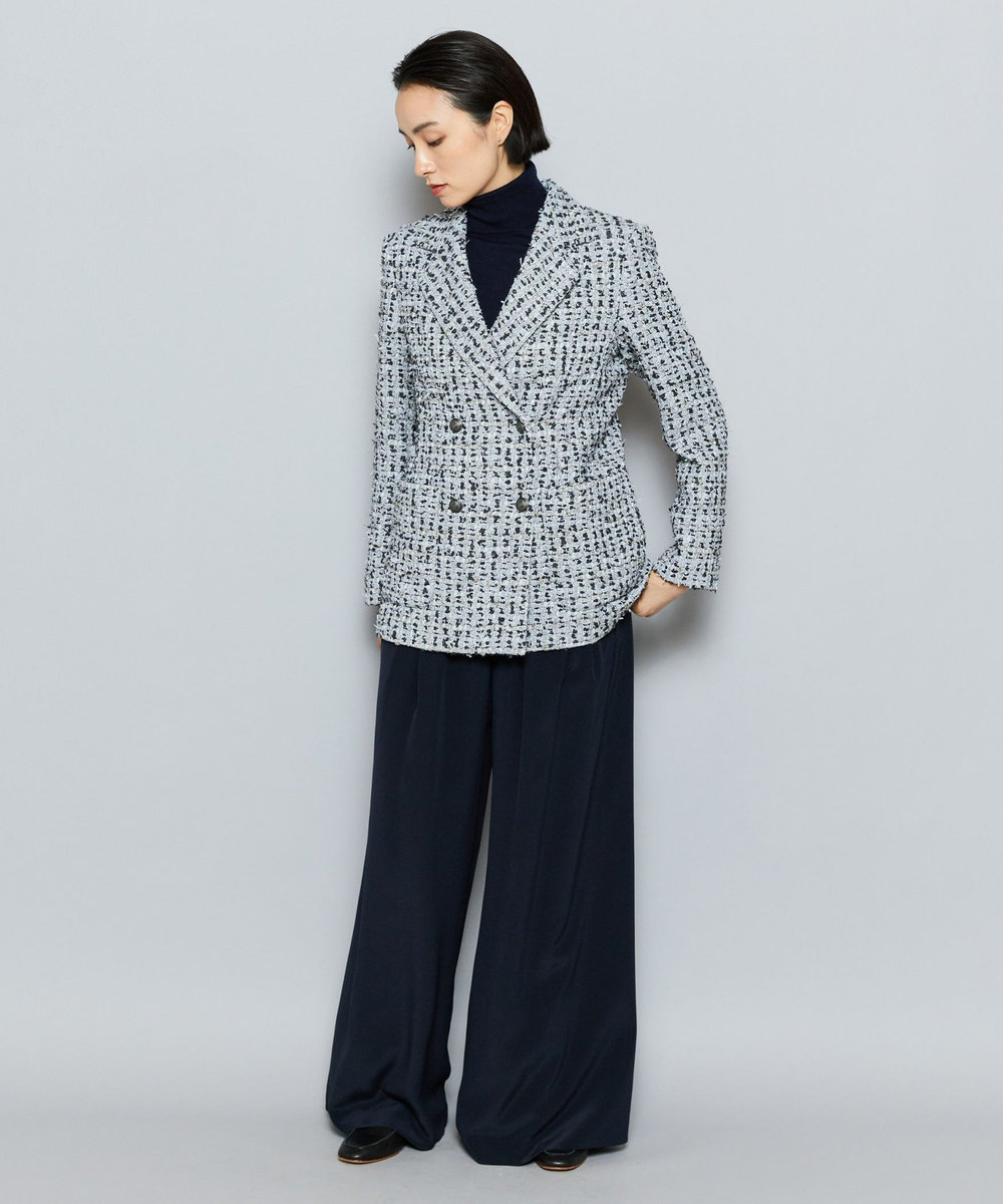 L'EQUIPE COUTURIER LINTONツイードテーラードジャケット サックスブルー
