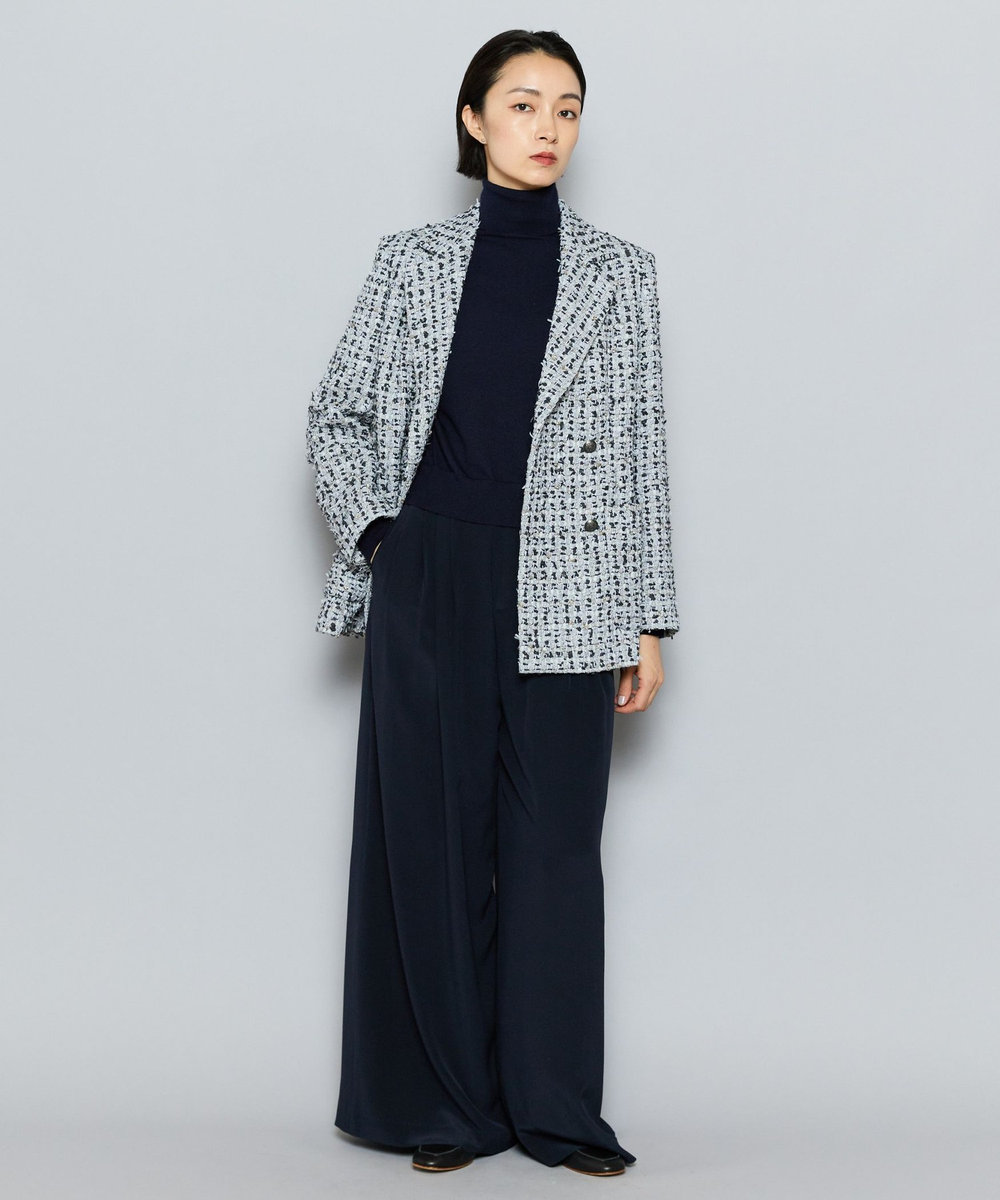 L'EQUIPE COUTURIER LINTONツイードテーラードジャケット サックスブルー