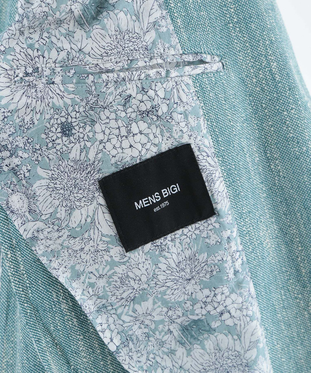 MEN'S BIGI リネン調スラブメランジジャケット グリーン