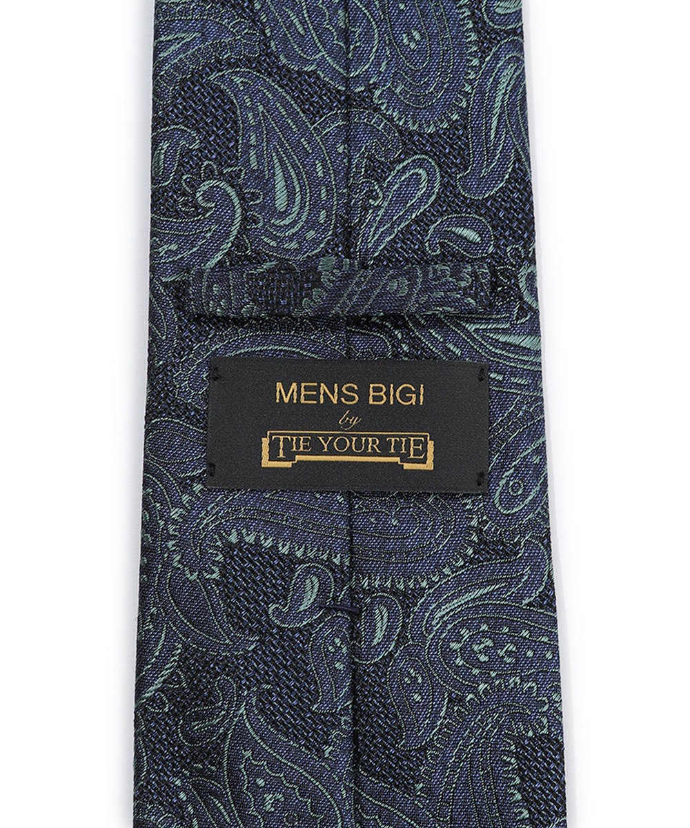 MEN'S BIGI 【TIE YOUR TIE/タイユアタイ】ヴィンテージペイズリー柄ネクタイ ターコイズブルー