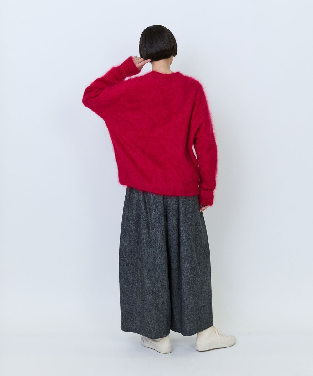 LOISIR カシミヤファー加工カーディガン レッド