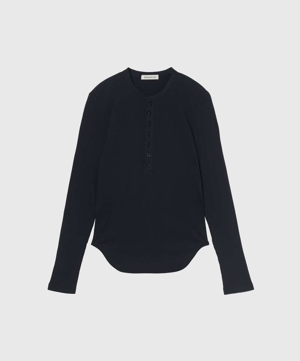 DÉPAREILLÉ ORGANIC COTTON RIB HENRY NECK / オーガニックコットンリブヘンリーネック ネイビー