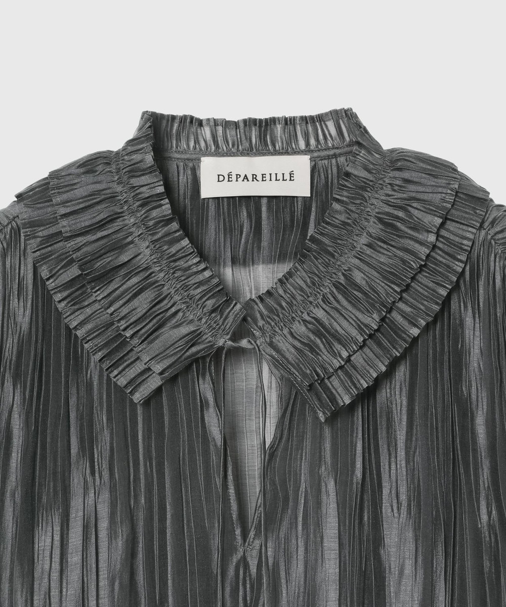 DÉPAREILLÉ TENCEL ORGANDY PLEATS BLOUSE / テンセルオーガンジープリーツブラウス チャコールグレー