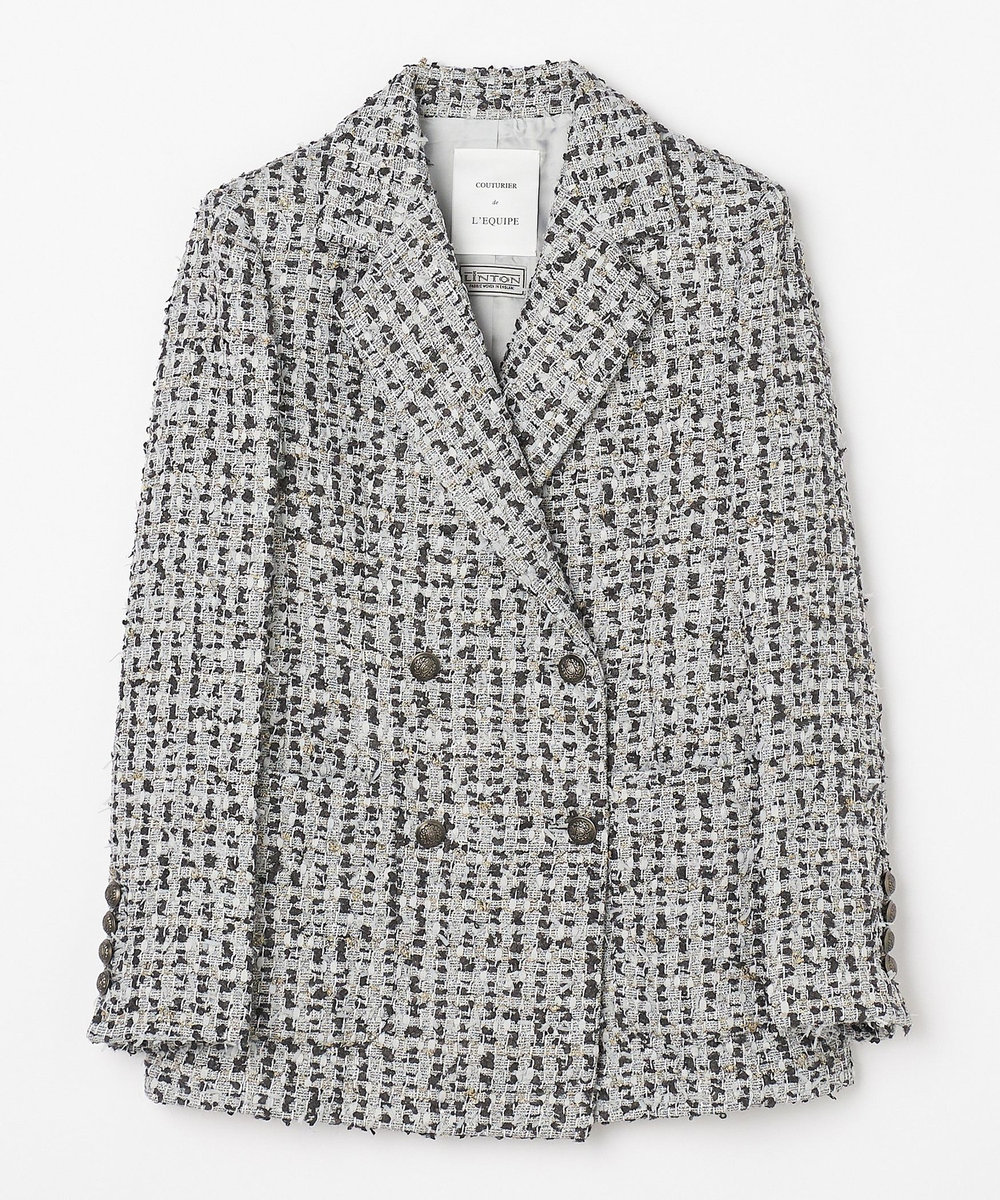 L'EQUIPE COUTURIER LINTONツイードテーラードジャケット サックスブルー