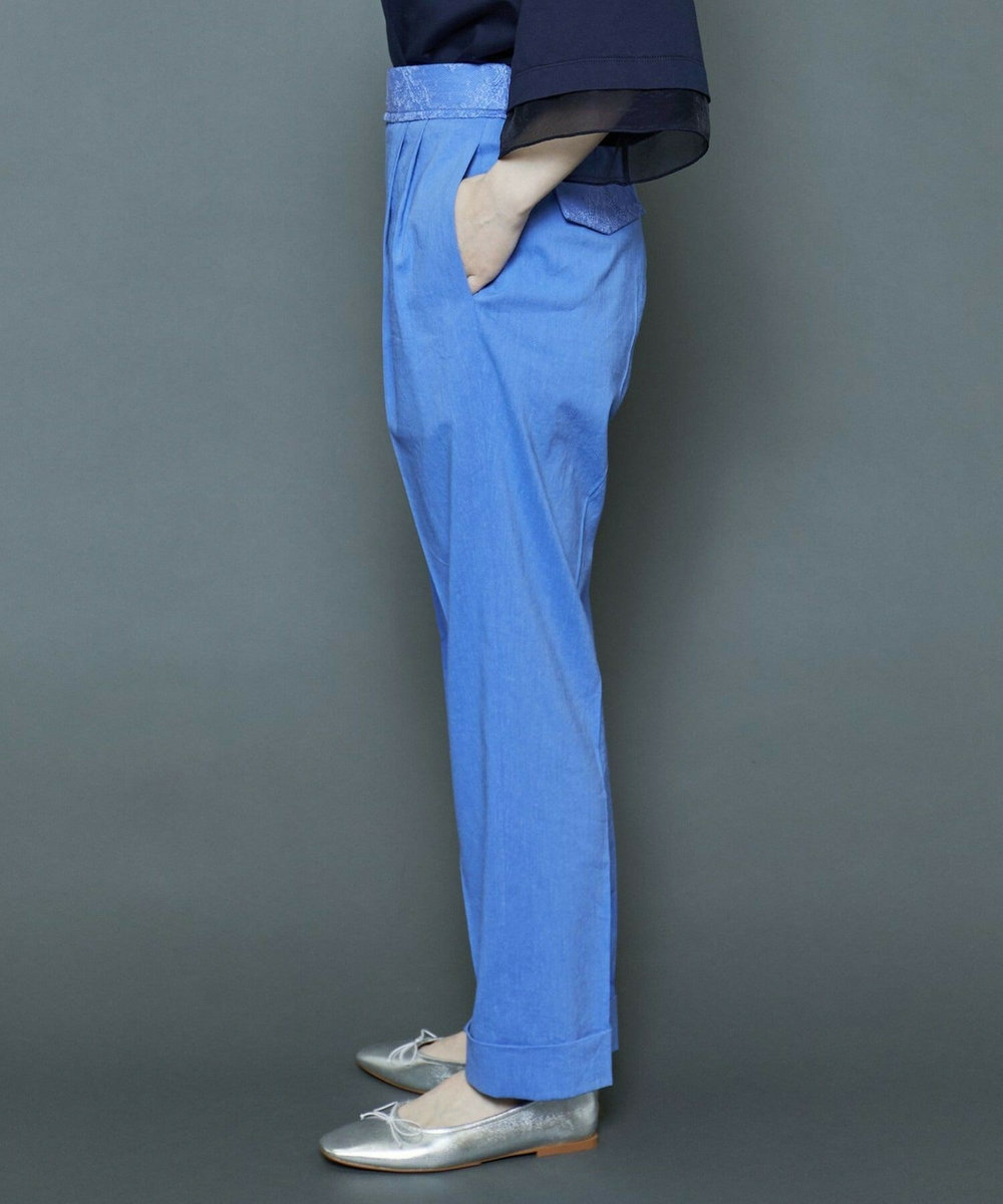 MOGA Collection [MOGA Collection]綿麻ナチュラストレッチパンツ ブルー
