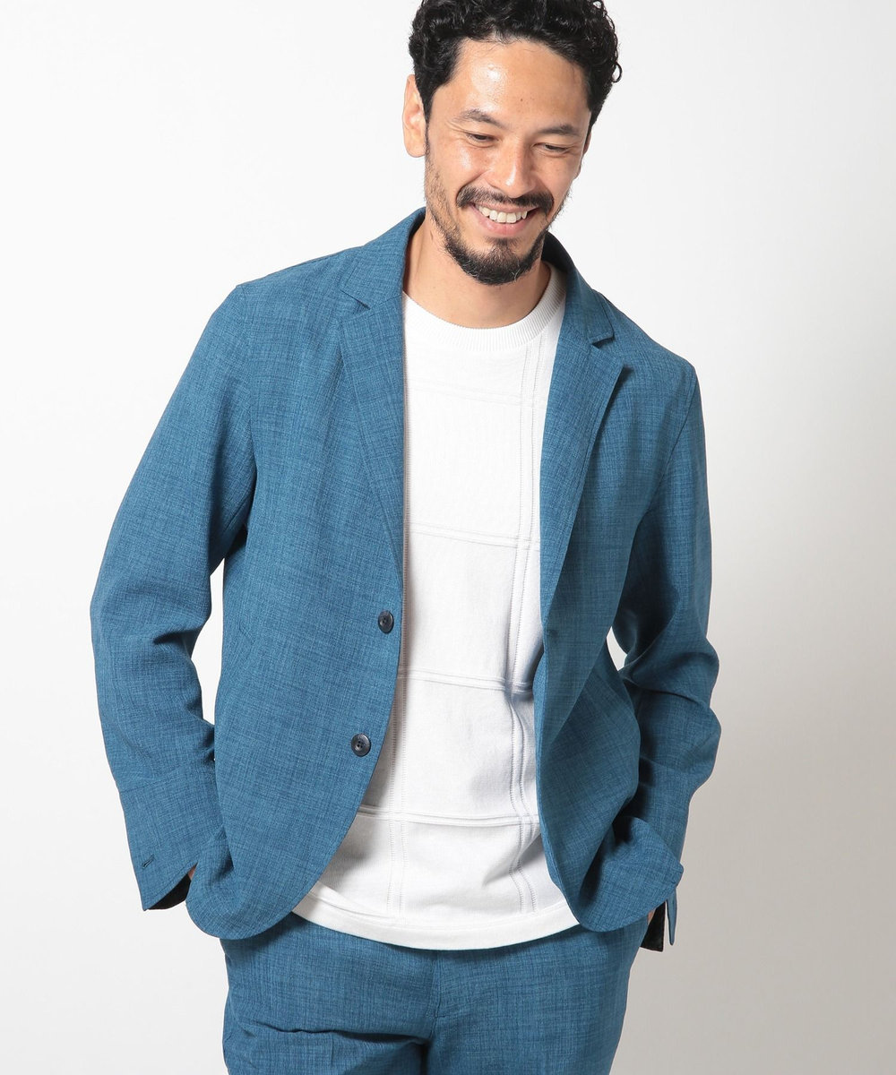MEN'S BIGI ポリエステルブッチャーストレッチテーラードジャケット＜セットアップ対応＞ ブルー