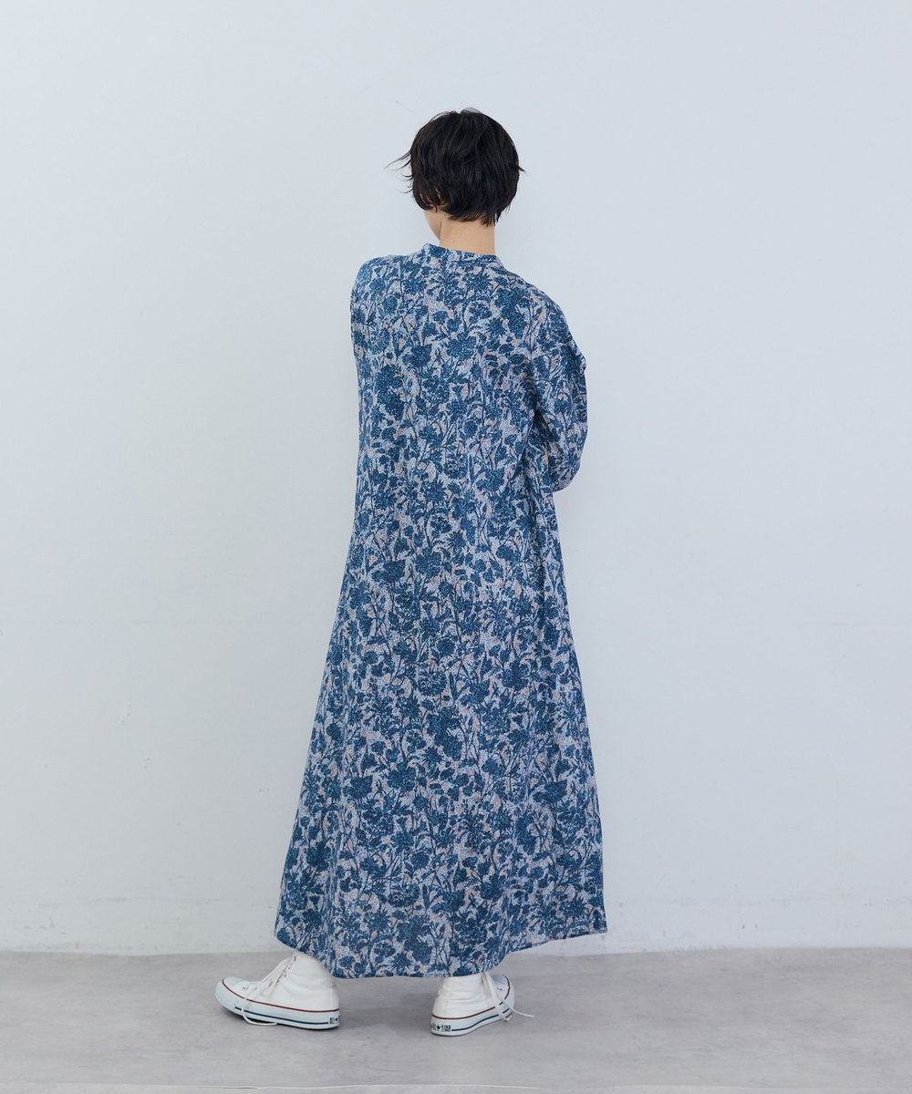 ADIEU TRISTESSE リバティプリントロングスリーブシャツワンピース ブルー系その他