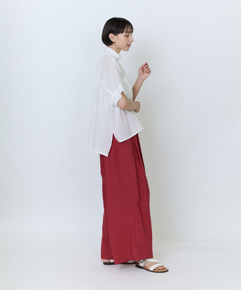 LOISIR エステル綿麻ローンオーバーシャツ ホワイト