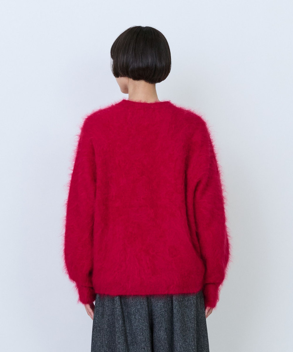 LOISIR カシミヤファー加工カーディガン レッド