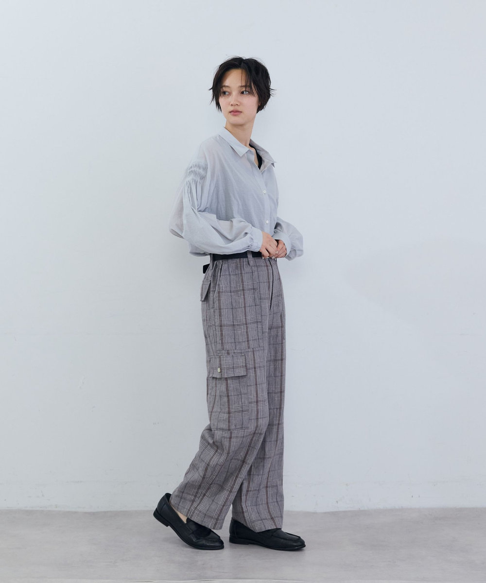 ADIEU TRISTESSE リネンカーゴパンツ チェック