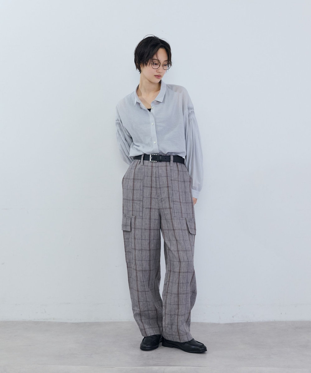 ADIEU TRISTESSE リネンカーゴパンツ チェック