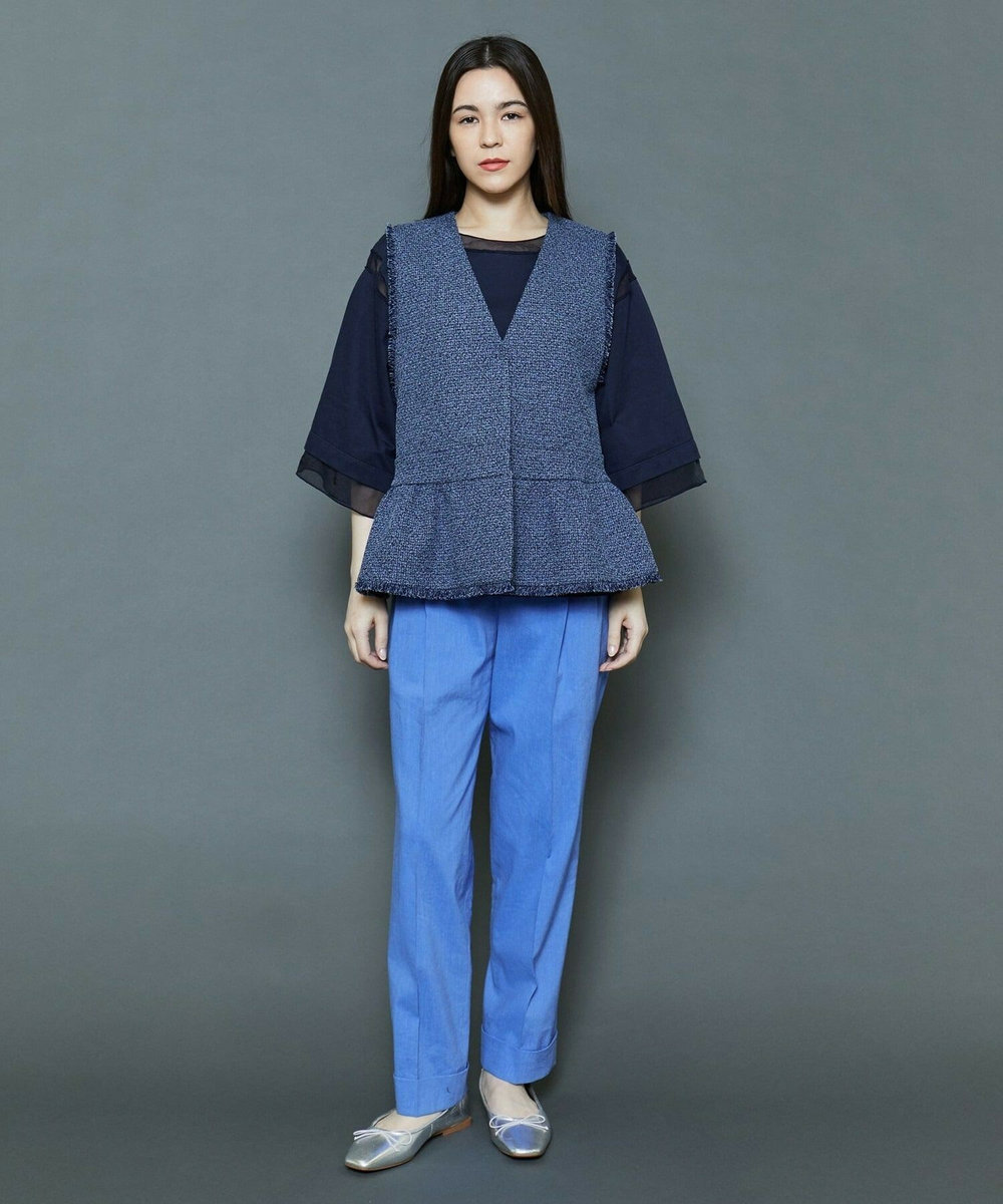 MOGA Collection [MOGA Collection]綿麻ナチュラストレッチパンツ ブルー
