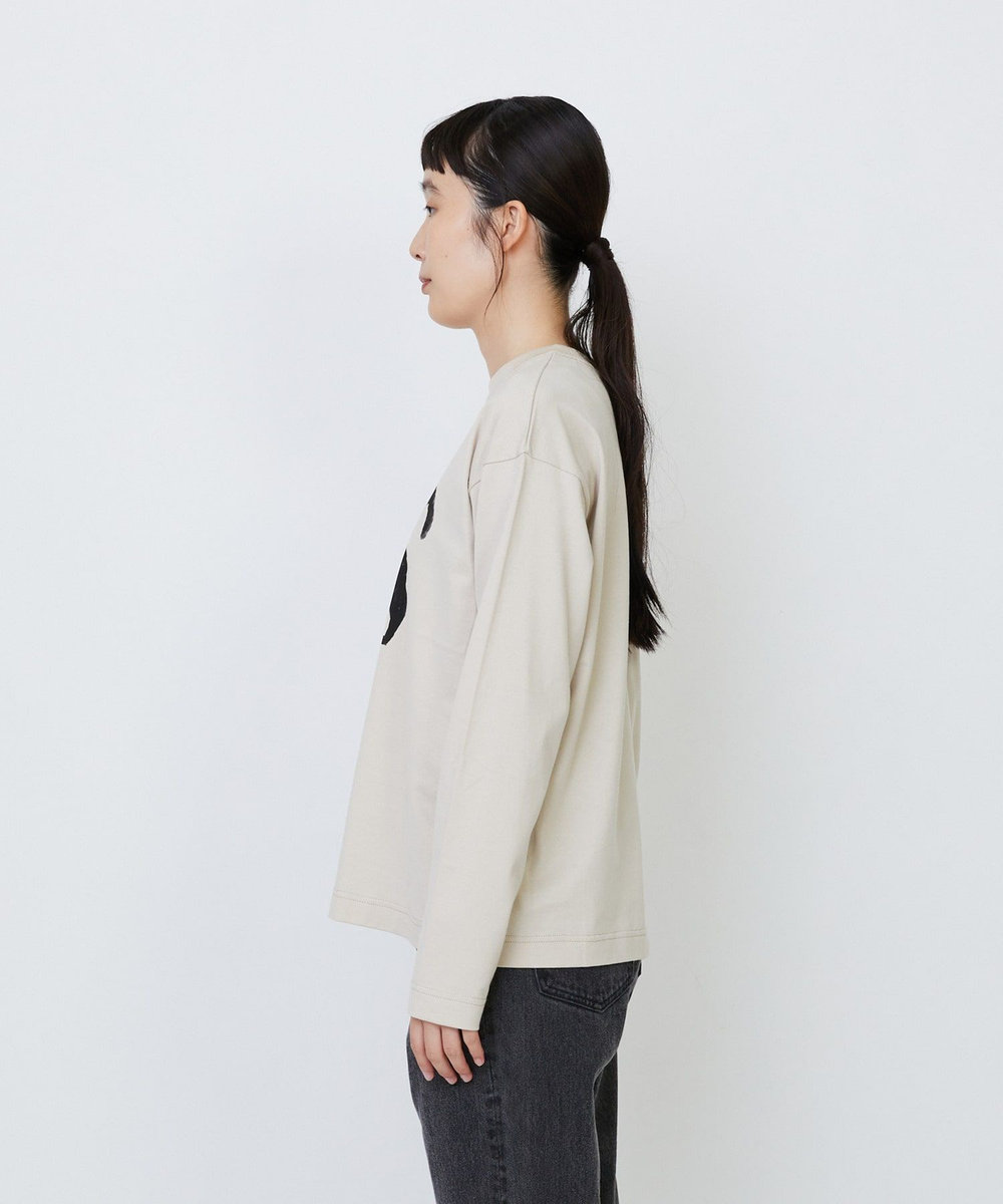 LOISIR 【EC限定・アーティストコラボ】LOISIR×TORANEKOBONBON CATプリントロングスリーブTシャツ ベージュ