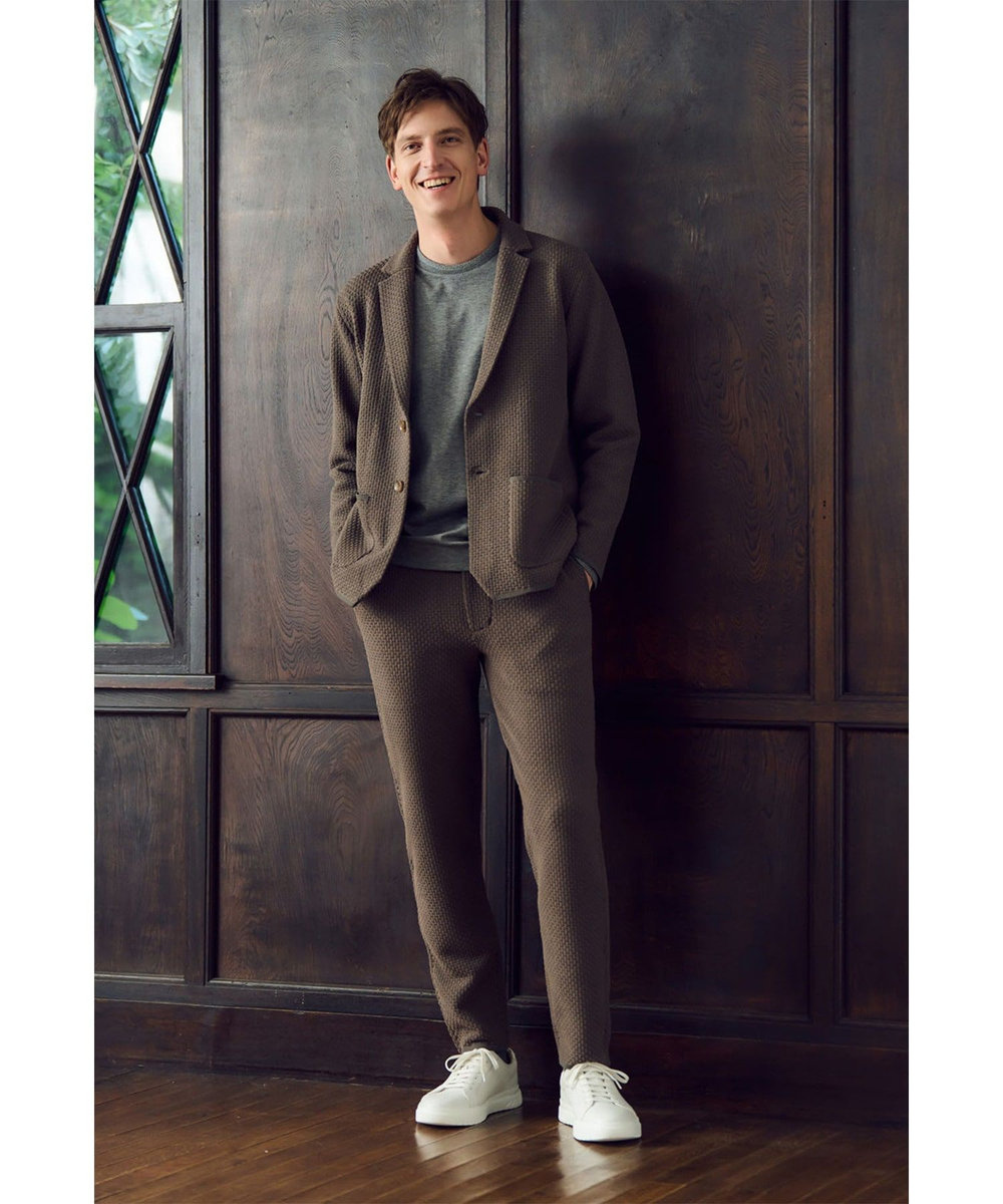 MEN'S BIGI 【ACTIVE TAILOR】モール混ニットジャケット カーキ
