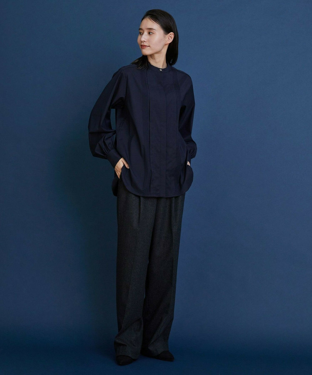 L'EQUIPE COUTURIER ウールカシミヤストレートパンツ チャコールグレー