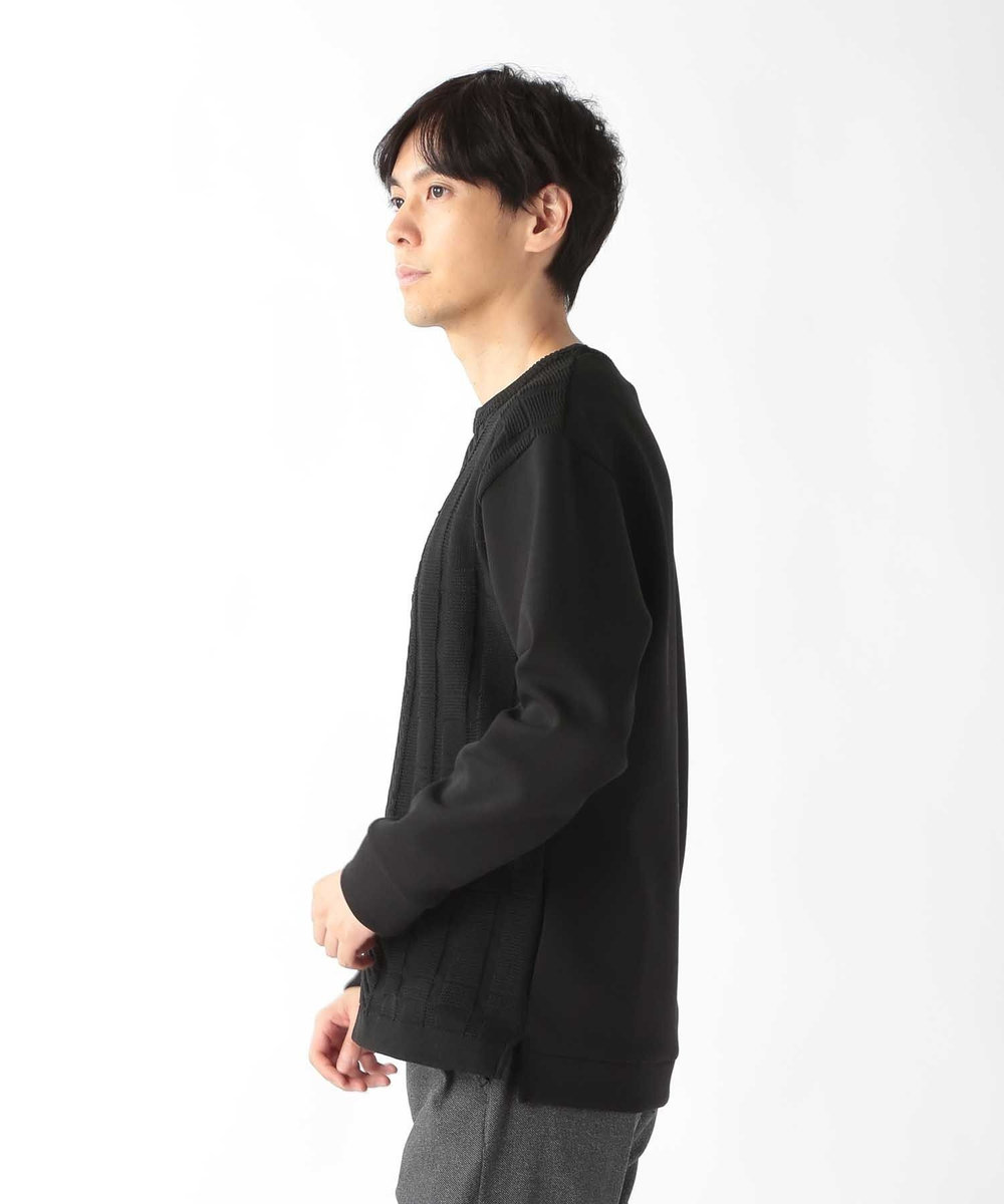 UNION STATION ニット×ダンボールクルーネックスウェット ブラック