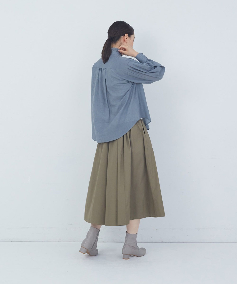 ADIEU TRISTESSE タックフリルカラーブラウス ブルーグレー