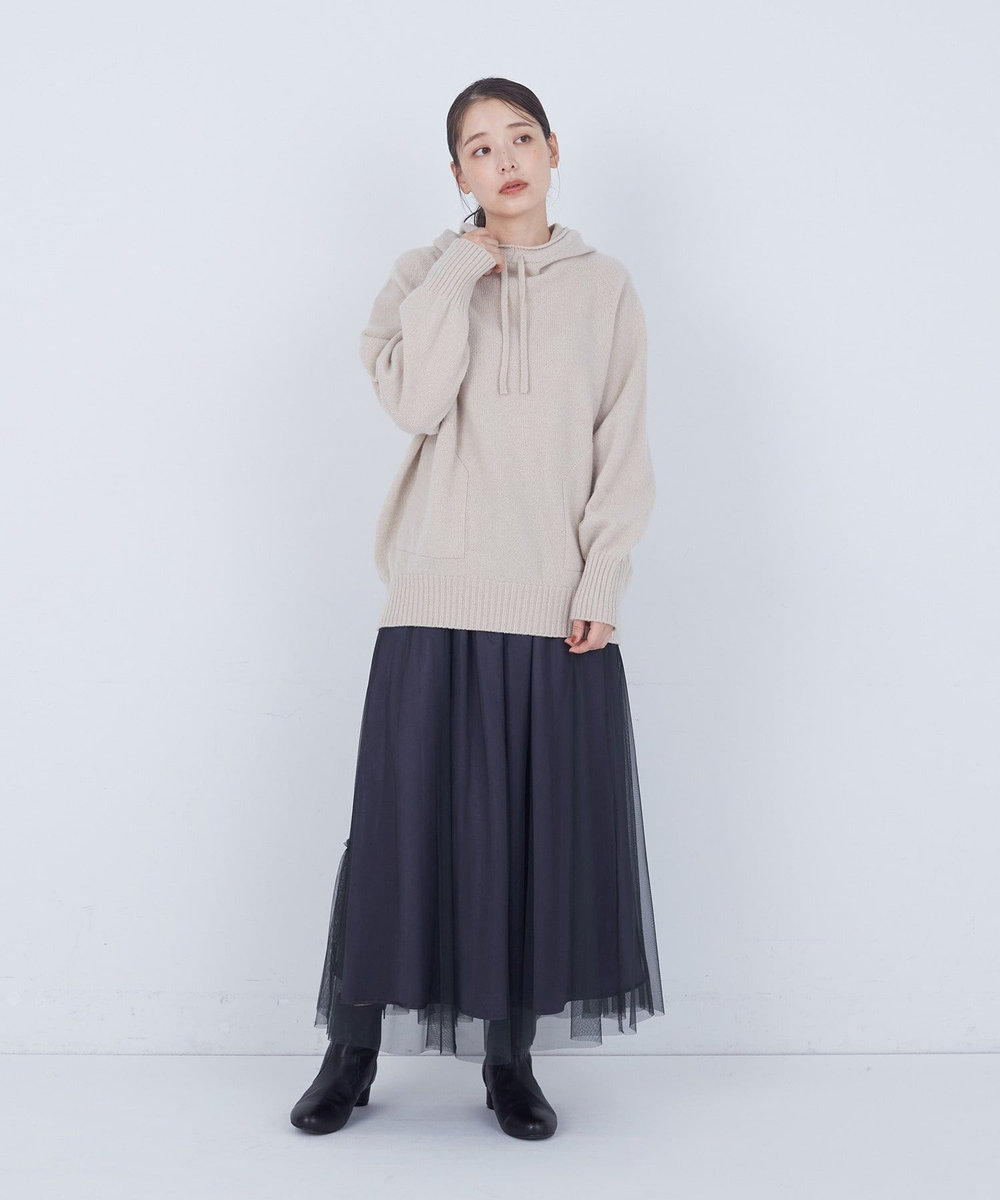 ADIEU TRISTESSE ウールカシミヤドルマンスリーブフーディ ベージュ