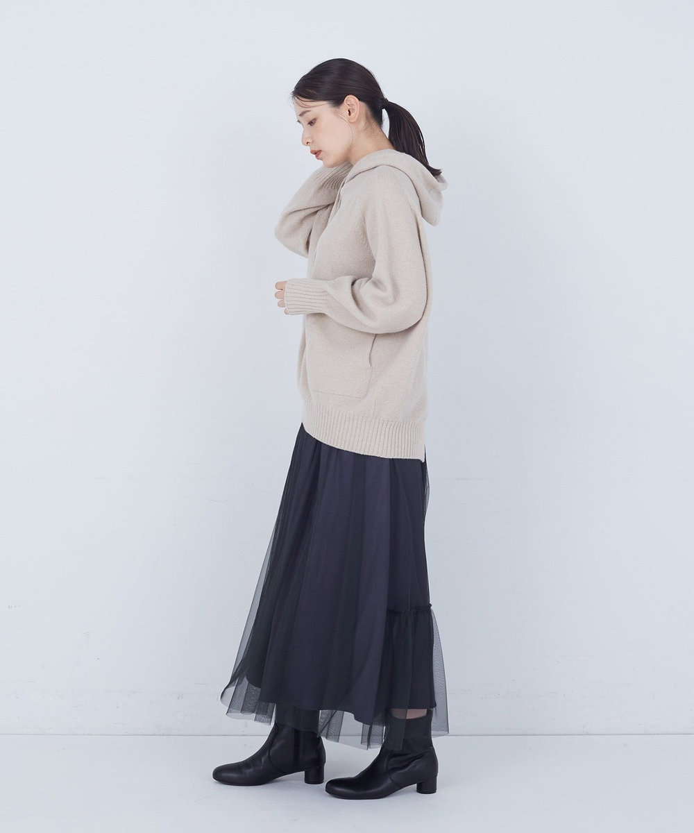 ADIEU TRISTESSE ウールカシミヤドルマンスリーブフーディ ベージュ