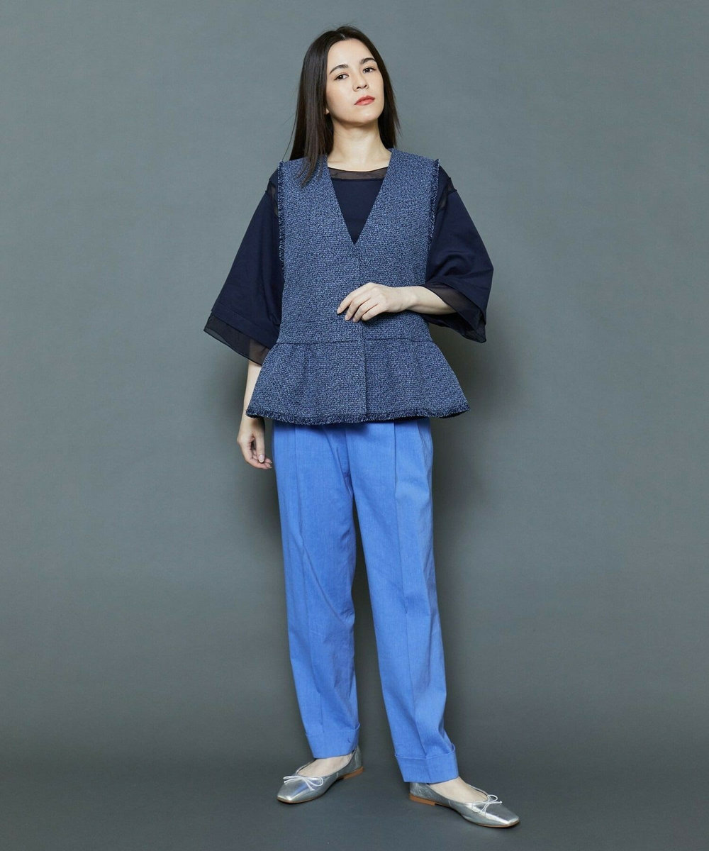 MOGA Collection [MOGA Collection]綿麻ナチュラストレッチパンツ ブルー