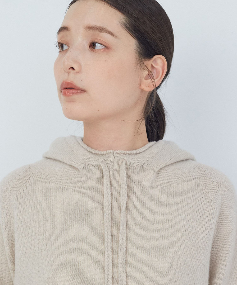 ADIEU TRISTESSE ウールカシミヤドルマンスリーブフーディ ベージュ