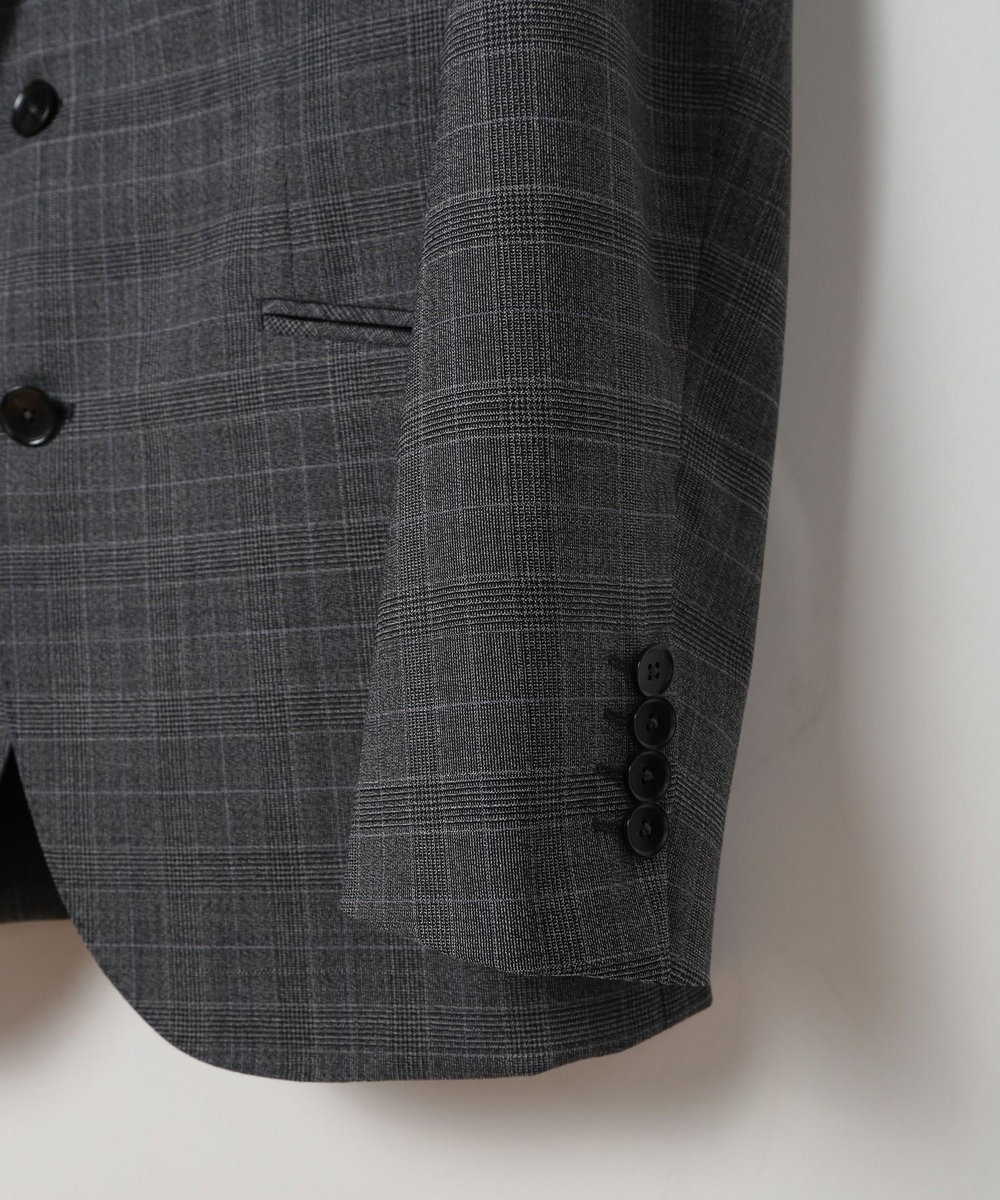 MEN'S BIGI ウールメランジグレンチェックスーツ＜セットアップ＞ グレー