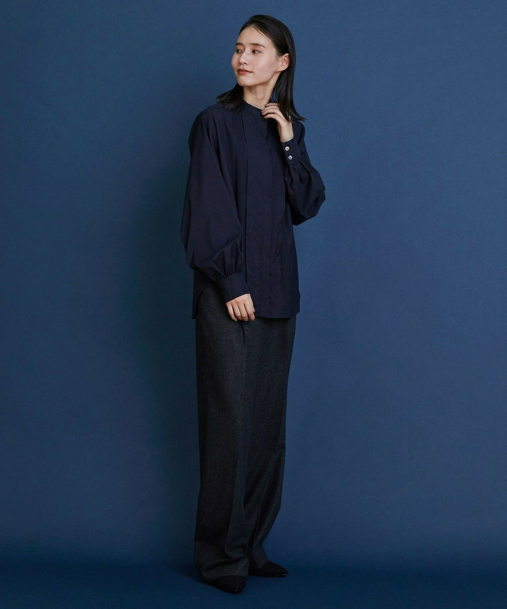 L'EQUIPE COUTURIER ウールカシミヤストレートパンツ チャコールグレー