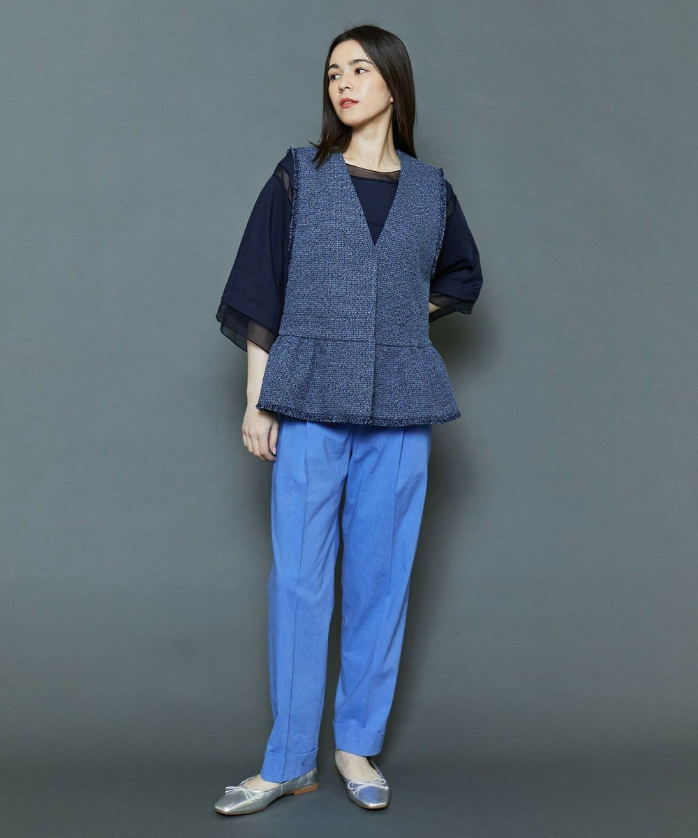 MOGA Collection [MOGA Collection]綿麻ナチュラストレッチパンツ ブルー