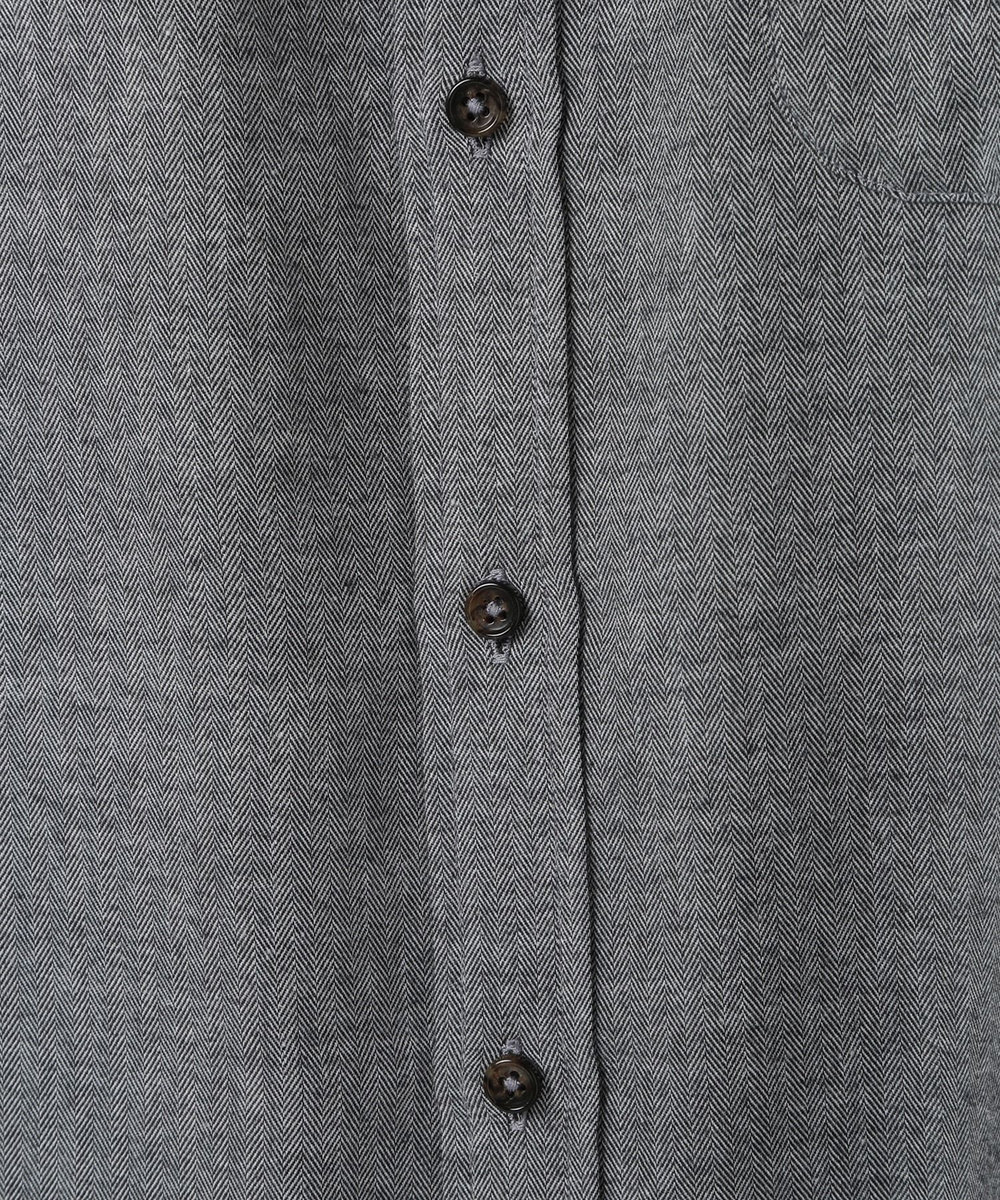 MEN'S BIGI コットンカシミアヘリンボーンシャツ ブラック